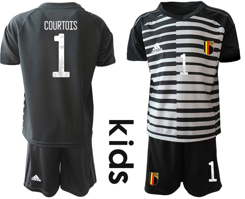 Youth 2021 European Cup Belgium black goalkeeper #1 Soccer Jersey